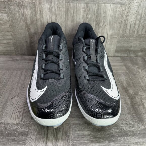 Nike Alpha Huarache Elite 4 Men's size 15 Black and White Metal Baseball Cleats - Picture 4 of 8